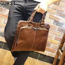 GUMST high quality pu leather Shoulder leisure men's bag business messenger portable briefcase Laptop large Purse 14" Handbag 2024 - buy cheap