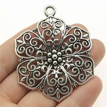 WYSIWYG 1pcs 66x52mm Filigree Big Flower Carved Bohemia Pendants Charm For Jewelry Making Necklace Making 2024 - buy cheap