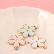 New 10PCS/lot Oil Drop Flower DIY Jewelry Bracelet Necklace Pendant Girls Women Charms Gold Tone Enamel Floating Charm YZ303 2024 - buy cheap
