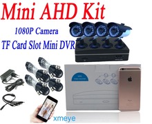 Kit de sistema de câmera cctv 4 canais ahd, 1080p, área externa, suporte para gravação de cartão tf 2024 - compre barato