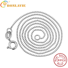 BONLAVIE New Italian Box Chain Necklace Pure 925 Solid Sterling Silver 0.5 0.8 1 1.2 1.5MM 40CM 45CM 2016 Fine Jewelry For Women 2024 - buy cheap
