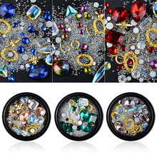 1 caja mezcla de diamantes de imitación de colores 3D remaches de Metal diamantes cristal acrílico arte en las uñas con piedras decoraciones y utensilios de manicura 2024 - compra barato