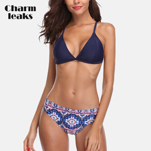 Charmleaks Women Bikini Set Vintage Floral Print Swimwear  Sexy Back Strappy Bathing Suit Beachwear 2024 - buy cheap