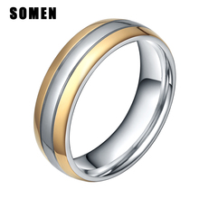 6MM Gold /Silver Color Titanium Ring Men Engagement Rings Wedding Band Two Tone Dome Polished Women Fashion Jewelry Bijoux 2024 - buy cheap