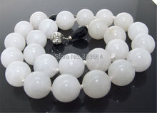 Редкий большой 18 "ожерелье Белый 12 мм круглые бусины завязанные каждый бисер 2024 - купить недорого