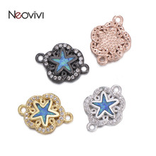 Neovivi Estrela Flor Azul Opala Encantos para Fazer Jóias Mulheres Criança Pulseiras Micro Pave Zircão Branco Charme DIY Acessórios 2024 - compre barato