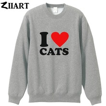 i love cats couple clothes boys man male cotton autumn winter fleece Sweatshirt 2024 - buy cheap