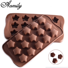 Aomily 15 agujeros 3D en forma de estrella silicona para jabón caramelo Fondant Chocolate cocina molde de silicona Chocolate molde de tortas DIY 2024 - compra barato