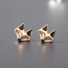 Wholesale 10Pairs Funny Fox Studs With Black Resin Animal Earrings Kids Women Girls Fashion Accessories Jewelry 2024 - buy cheap