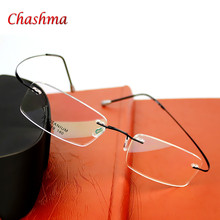 Brand Optics Glasses Titanium Rimless Ultra Light Glasses Frame Eyeglasses Men women With Case Oculos de grau 2024 - buy cheap
