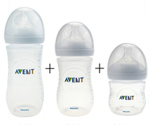 Детская бутылочка для кормления с широким горлышком AVENT бутылочки Natural Avent 4oz 125ml + 9oz 260ml + 11oz/330ml 3 шт./упак. 2024 - купить недорого