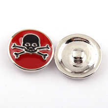 Free shipping fashion red skull enamel DIY snap button charm 2024 - buy cheap