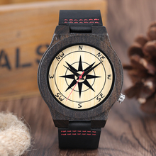 Natural Sandalwood Watches Modern Compass Dial Men's Bamboo Quartz-Watch Soft Genuine Leather Casual Male Clocks Reloj de madera 2024 - buy cheap