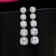 Sinzry luxury wedding jewelry accessory square cubic zirconia dazzling drop earrings trendy CZ bridal earrings 2024 - buy cheap