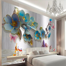 Beibehang papel de parede personalizado sala estar quarto murais 3d em relevo jóias peônia pérola mural fundo da decoração 2024 - compre barato