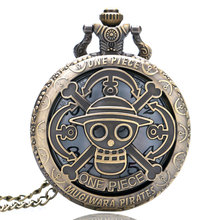 Reloj de bolsillo de cuarzo para hombre, mujer y niño, pulsera con diseño de Calavera, de bronce, antigua de cobre, regalo, collar Fob 2024 - compra barato