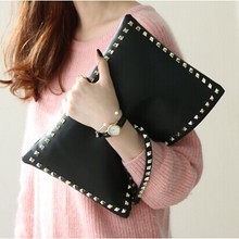 Woman fashion PU rivet new big envelope clutch bag black 2024 - buy cheap