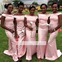 Pink Cheap Bridesmaid Dresses Under 50 Mermaid Off The Shoulder Long Wedding Party Dresses For Women 2024 - buy cheap