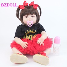 55cm Full Silicone Body Reborn Baby Doll Toys For Girls Boneca Vinyl Newborn Princess Toddler Bebe Alive Birthday Gift Bathe Toy 2024 - buy cheap