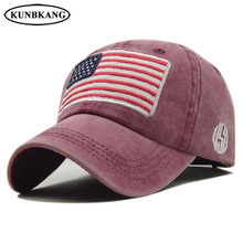 100% Cotton USA Flag Washed Baseball Cap Men Women Denim Letter Snapback Hat Bone Embroidery America Hip Hop Trucker Cap Gorras 2024 - buy cheap