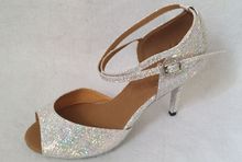 New Women Silver Glitter Salsa Ballroom Tango Dance Shoes Latin Dance Dancing Shoes ALL Size 2024 - buy cheap
