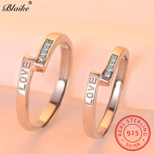 Blaike Real 925 Sterling Silver Rings For Women Men Engagement Wedding Ring With Stone Minimalist Open Love Letters Ring Jewelry 2024 - buy cheap