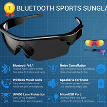 Солнцезащитные очки Беспроводные спортивные с поддержкой Bluetooth, 400 нм 2024 - купить недорого
