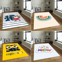 Alfombra con estampado de animales de dibujos animados para niños, tapete bonito para habitación de niños, manta para sala de estar y dormitorio, tapete de juego para bebé, felpudo para el hogar 2024 - compra barato