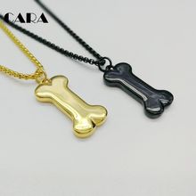 2019 New arrival plated Stainless steel dog bone charm pendant necklace pet animal bone necklace jewelry for women men CARA0304 2024 - buy cheap