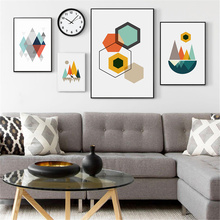 Carteles geométricos abstractos, impresiones en lienzo escandinavo, cuadro de pared para sala de estar, arte nórdico moderno, decoración del hogar 2024 - compra barato