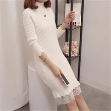 2018 Winter Slim Long Sweater Dress Women half turtleneck Sweaters Pullover Female Knitted Sweater Fashion Femme Clothes ZZ277 2024 - buy cheap