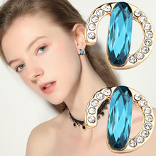 Classic Round Crystal Stud Earrings Vintage Geometric Rhinestone Earrings For Women Fashion Romantic New Party Jewelry Gift 2024 - buy cheap