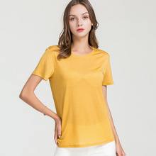 Loose 10% Silk Knitted Short-sleeved T-shirt With Round Collar 2024 - buy cheap