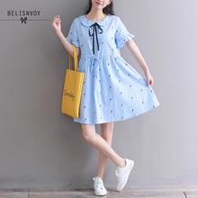 Mori Girl 2019 Summer Women Blue White Sweet Dresses Casual Loose-waisted Ropa Mujer Short Sleeve Elegant Vestidos 2024 - buy cheap