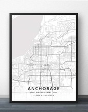 Cartaz do mapa de anchorage fairbanks ak alaska eua estados unidos da américa 2024 - compre barato