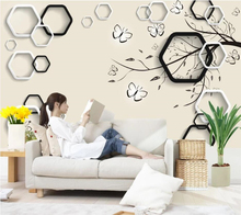 Papel tapiz 3d personalizado para sala de estar, ramitas de pared de fondo hexagonal, pintura de papel de pared, mural 3d 2024 - compra barato