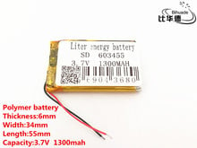 2pcs/lot 3.7V,1300mAH,603455 Polymer lithium ion / Li-ion battery for TOY,POWER BANK,GPS,mp3,mp4 2024 - buy cheap