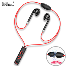 M&J Magnetic Wireless Bluetooth Earphone Stereo Sport Earpiece Headset With Mic for Sport Running iPhone Apple Samsung Huawei 2024 - buy cheap