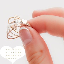 Hand Stamped Stacking A-Z 26 Letters Initial Name Tiny Heart Rings for Women Gold Color Finger Rings Jewelry Wholesale 2024 - купить недорого