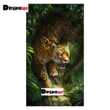 Dpsprue pintura com diamante redondo/quadrado, ponto cruz leopardo, animal selvagem, bordado 3d, faça você mesmo 5d moasic, presente de natal 2024 - compre barato