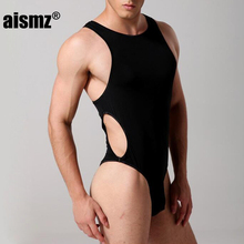 Aismz male corset ice silk bodysuit men masculino buckle one-piece underwear shapewear for men jumpsuit faja reductora hombre 2024 - buy cheap
