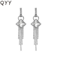 Fashion Simple Long Drop Earrings Wedding Women Jewelry Holiday Gifts Tassel Alloy Crystal Dangle Earrings 2024 - buy cheap