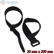 25 pcs 20 MM x 200 MM Nylon Cable Ties Reusable Fastening Straps Hook Loop Tapes with Plastic Buckles 2024 - buy cheap
