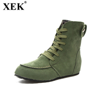 XEK/классические женские зимние ботинки; замшевые зимние ботинки до щиколотки; женские теплые ботинки на меху с плюшевой подкладкой; высококачественные ботинки на шнурках; Botas Mujer; JH275 2024 - купить недорого