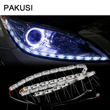 PAKUSI Автомобильные светодиодные полосы лампы DRL фары 12 в белый + желтый сигнал поворота для Volvo XC60 Honda Jazz Suzuki Swift SX4 Nissan Qashqai Juke 2024 - купить недорого
