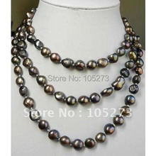 Collar de perlas de agua dulce, collar largo de 48 pulgadas, AA, 8-10MM, color marrón, NF211, Envío Gratis 2024 - compra barato