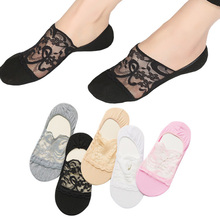 Hot Sale 1Pair Summer Short Thin Lace Boat Socks Base Anti - skid Women Hollow Out Short Socks 2024 - buy cheap