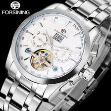 FORSINING Men Sports Mechanical Watch Men's Stailess Steel Tourbillon Automatic Watches Relogio Masculino Date Week Month Dial 2024 - buy cheap