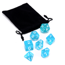 7Pcs/bag Bar Party Games Dices Blue Translucent Polyhedral Dices Party Game Outdoor Tools 2024 - buy cheap