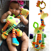 Desenvolvimento do bebê infantil de pelúcia macio girafa animal handbells chocalhos lidar com brinquedos venda quente com mordedor brinquedo do bebê 2024 - compre barato